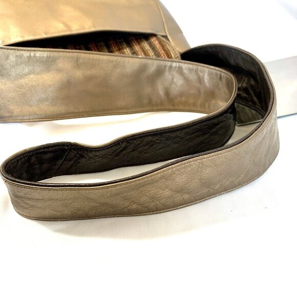 SHARIF Metallic Brown Orange Woven Shoulder Bag Flap Square Tote Bag 80’s VTG - Picture 9 of 15